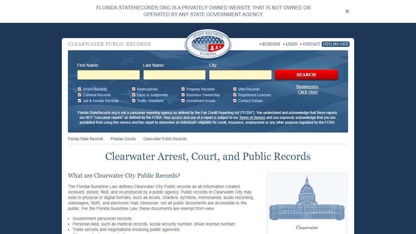 Clearwater Arrest and Public Records | Florida.StateRecords.org