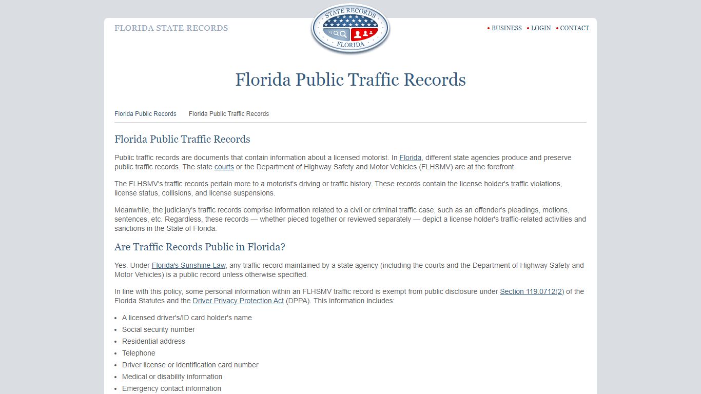 Florida Public Traffic Records | StateRecords.org